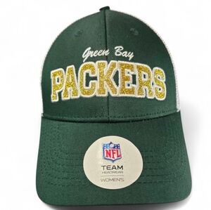 Green Bay Packers Glitter Mesh Snapback Hat Cap‎ NEW